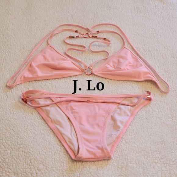 ❣️HP❣️ JLo Jennifer Lopez string bikini 2 pc peach color, very sexy. sz: M - Picture 1 of 5